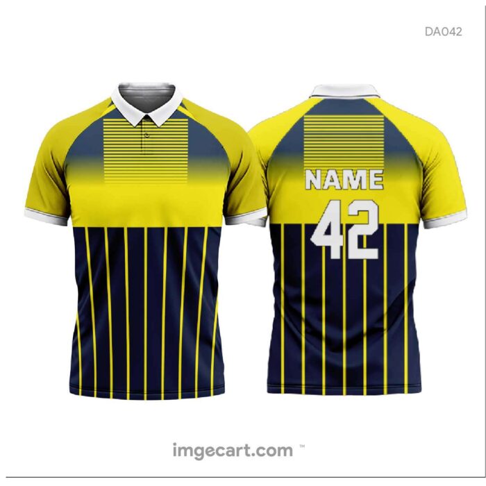 Cricket Jersey design Yellow with Black Line effect