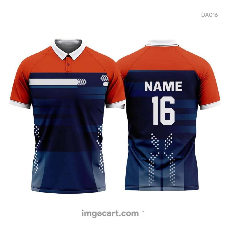 Cricket Jersey Design Blue and Orange with Gradients - imgecart