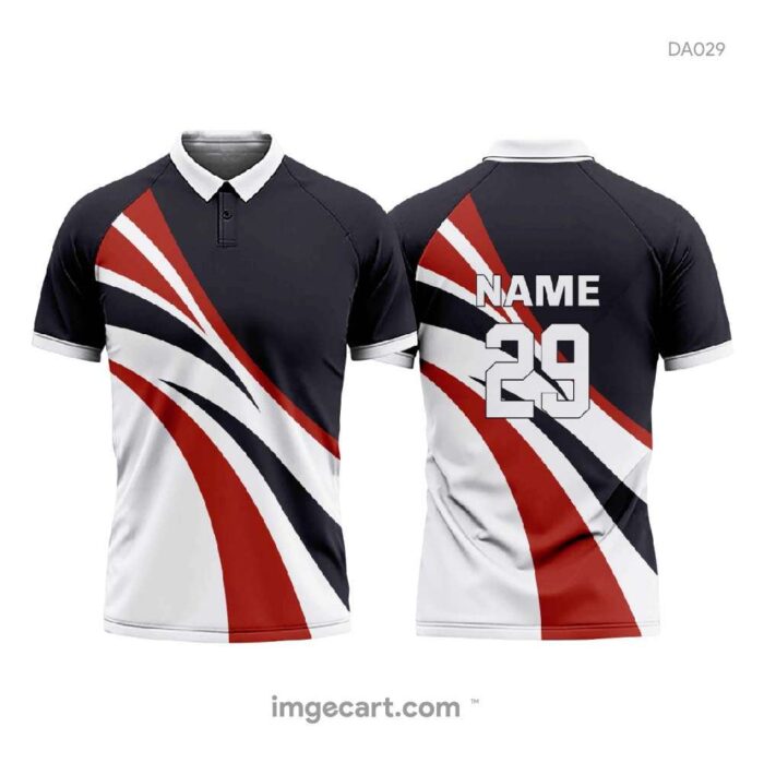 Cricket Jersey Design Black and White with Red lines