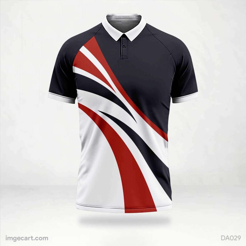 Cricket Jersey Design Black And White T-Shirt with Red lines