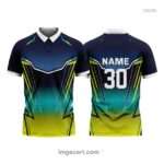 Cricket Jersey Design Black and Blue with yellow effect - imgecart