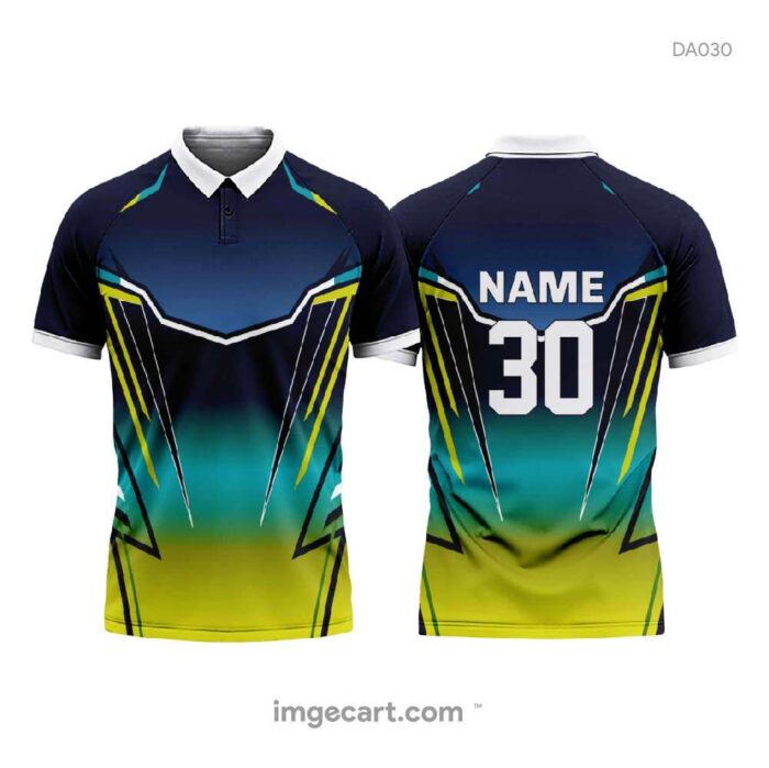 Cricket Jersey Design Black and Blue with yellow effect