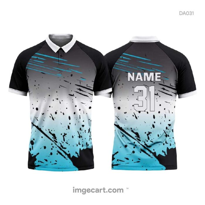 Cricket Jersey Design Black and Blue with brush effect