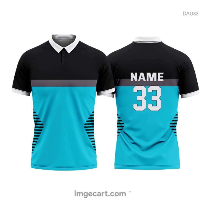 Cricket Jersey Design Black and Sky Blue Pattern