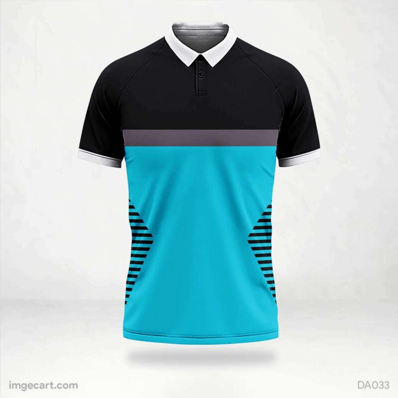 Cricket Jersey Design Black and Sky Blue Pattern