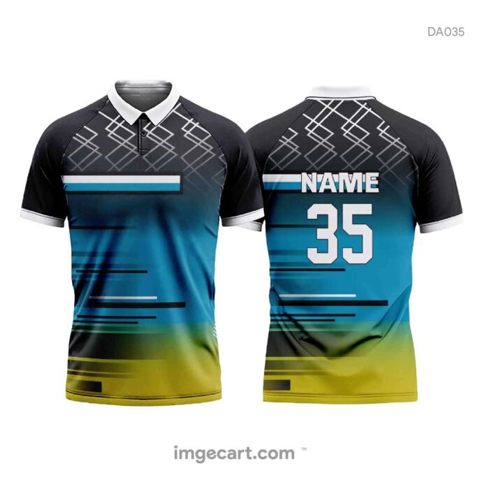 Football Jersey Design Black with Blue and Yellow effect