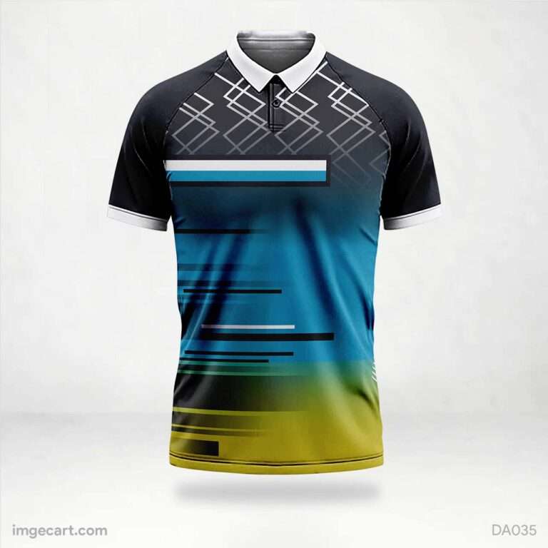 Football Jersey Design Black with Blue and Yellow effect - imgecart