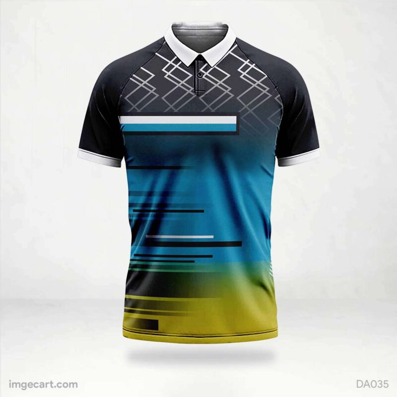 Football Jersey Design Black with Blue and Yellow effect