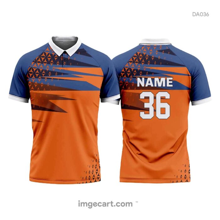 Cricket Jersey design Blue and Orange Pattern