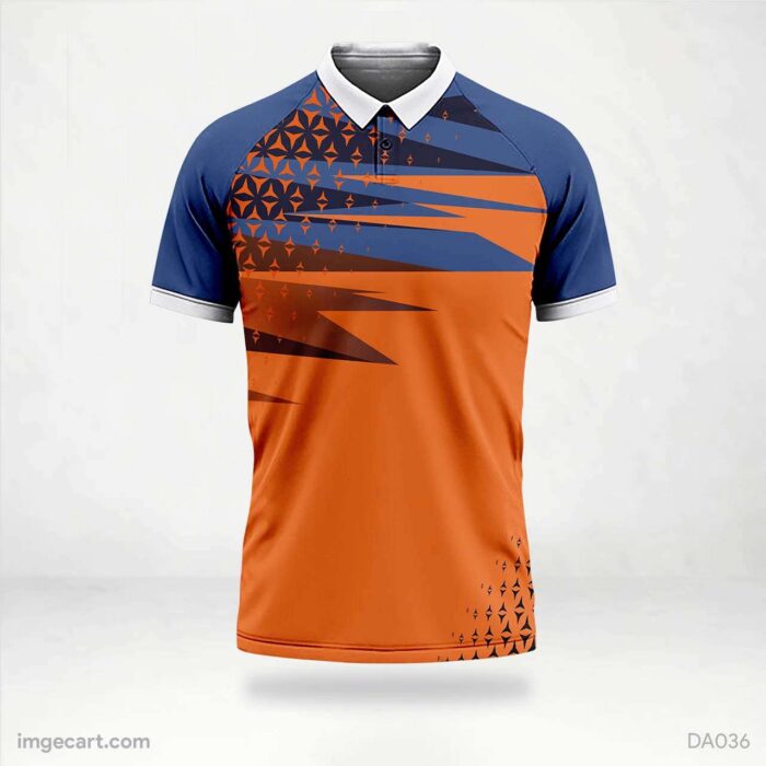 Cricket Jersey design Blue and Orange Pattern