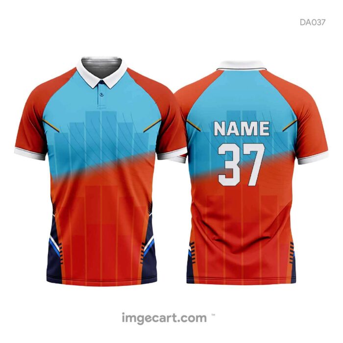 Cricket Jersey design Orange and Blue