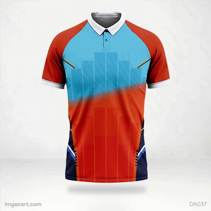 Cricket Jersey design Orange and Blue