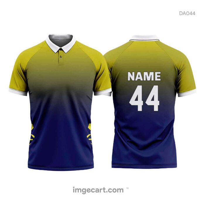 Cricket Jersey design Blue and Yellow Gradient