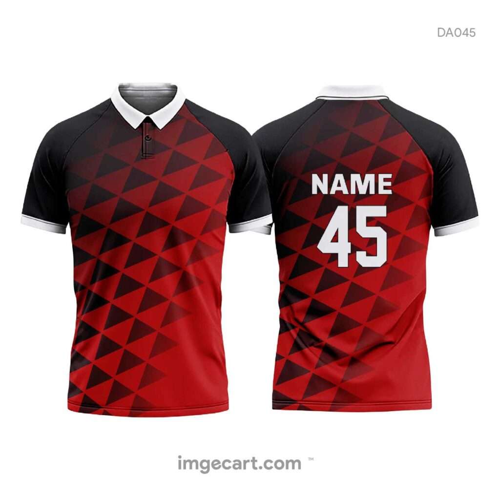 Cricket Jersey design Black and Red with Triangle Effect - imgecart