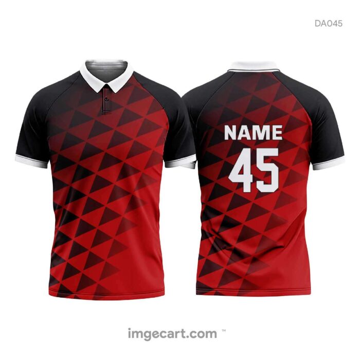 Cricket Jersey design Black and Red with Triangle Effect