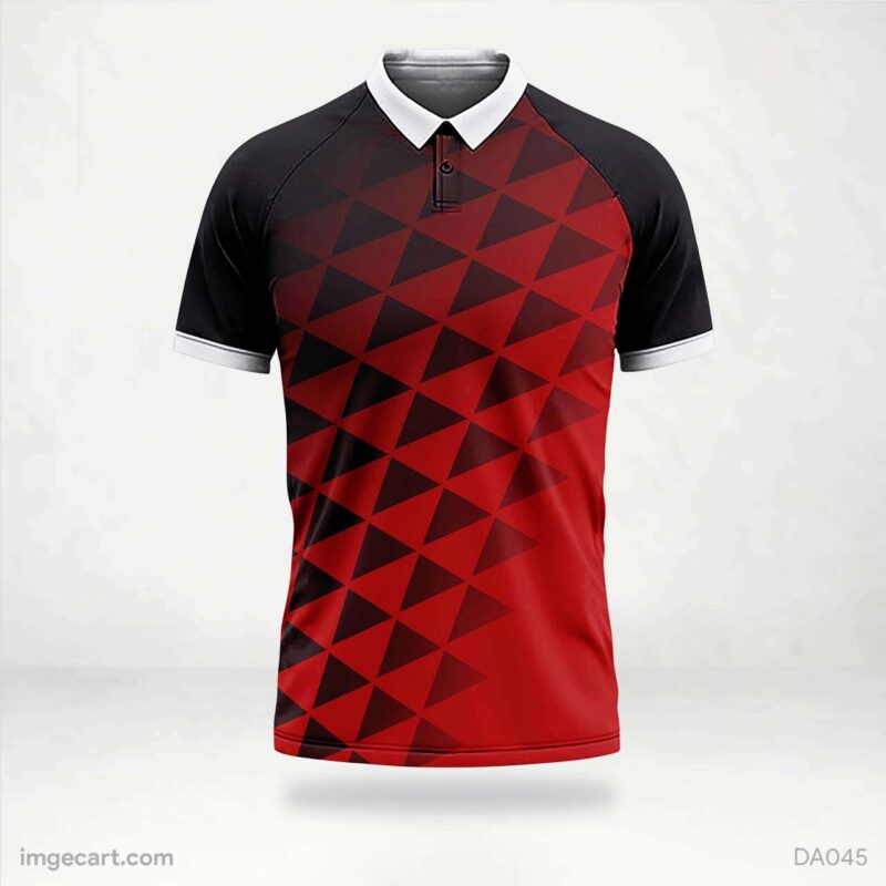 Cricket Jersey design Black and Red with Triangle Effect