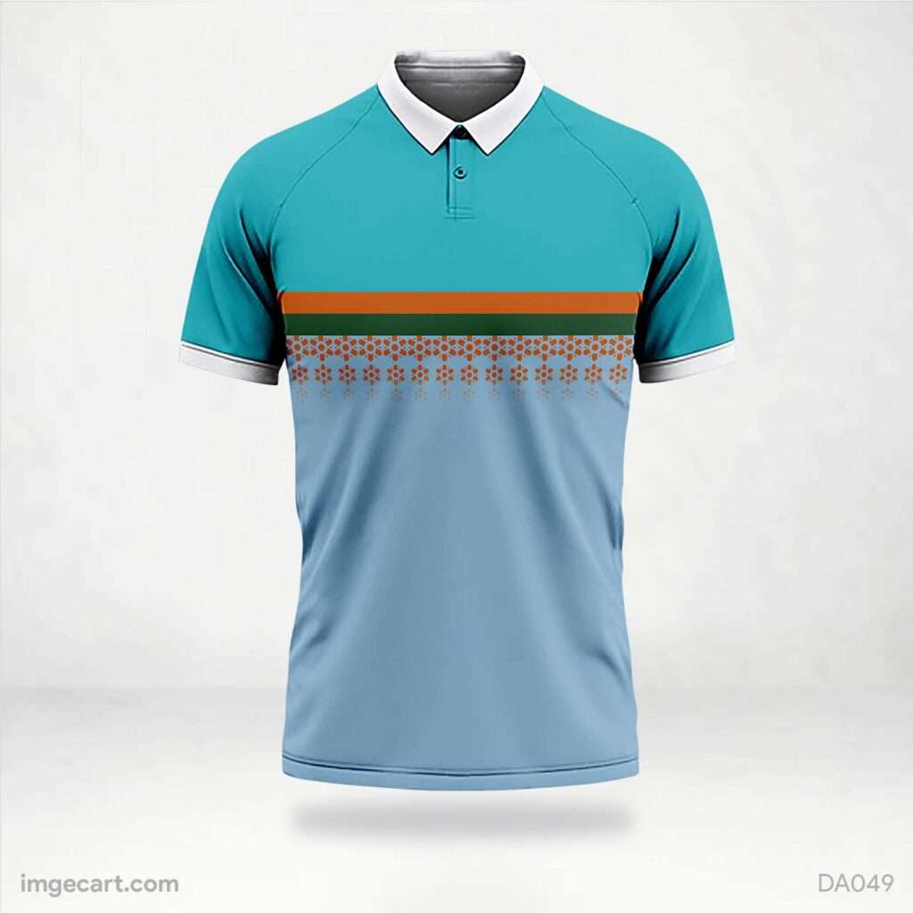 Cricket Jersey design Blue with Orange stripes imgecart