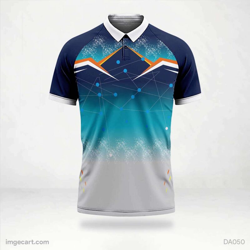 Cricket Jersey design Navy Blue with Blue and Grey Gradient