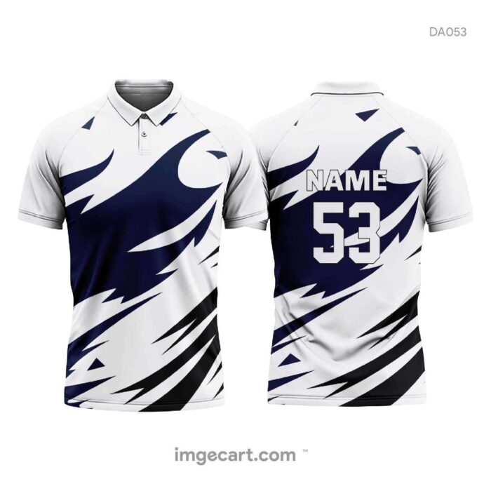 Cricket Jersey design White with Blue Pattern