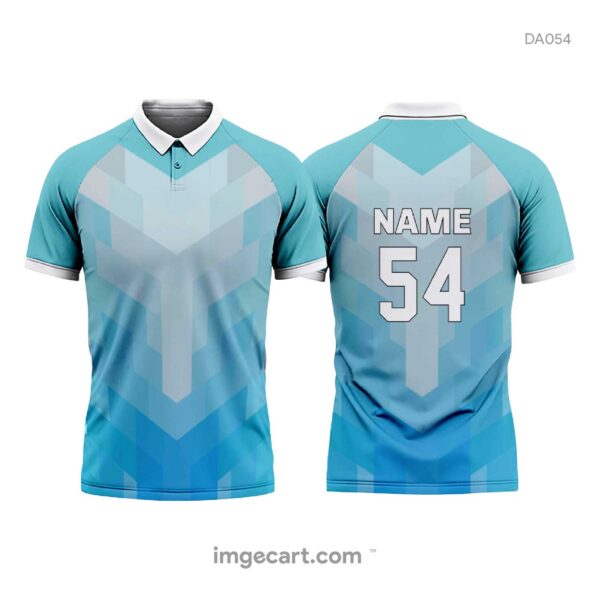 Cricket Jersey design Grey with Blue Pattern - imgecart