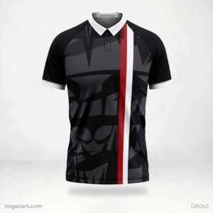 Cricket Jersey design Black and Grey with Red Effect