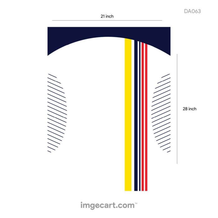 Cricket Jersey Design White with Yellow, Blue and Red line