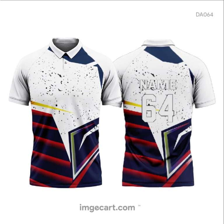 Cricket Jersey Design White and Blue with Red lines - imgecart