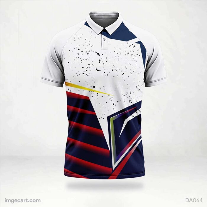 Cricket Jersey Design White and Blue with Red lines