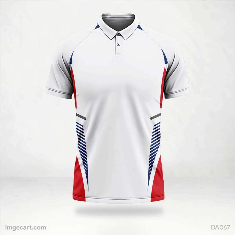 Cricket Jersey Design White with Blue and Red