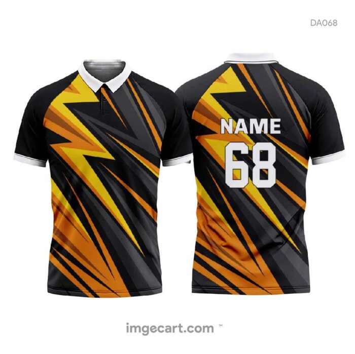 Cricket Jersey Design Black with Yellow Pattern