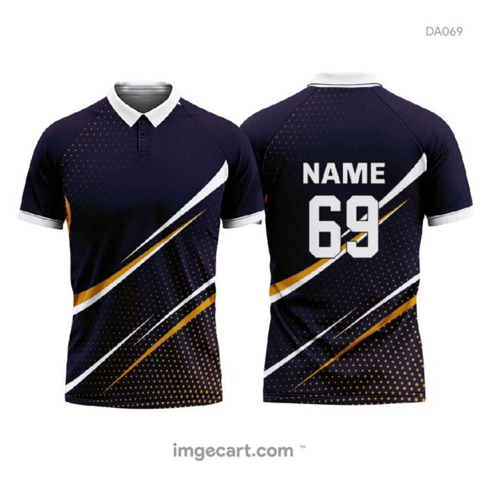 Cricket Jersey Design Blue with White and Yellow Pattern