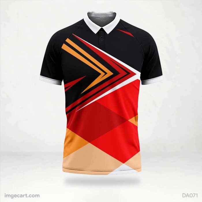 Cricket Jersey Design Black with Orange and Red