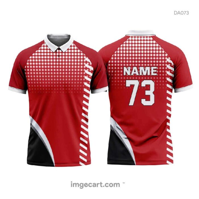 Cricket Jersey Design Black with Red Pattern