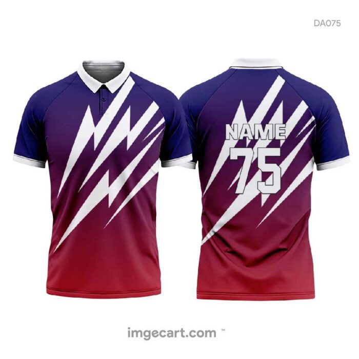 Cricket Jersey Design Blue and Red Gradient