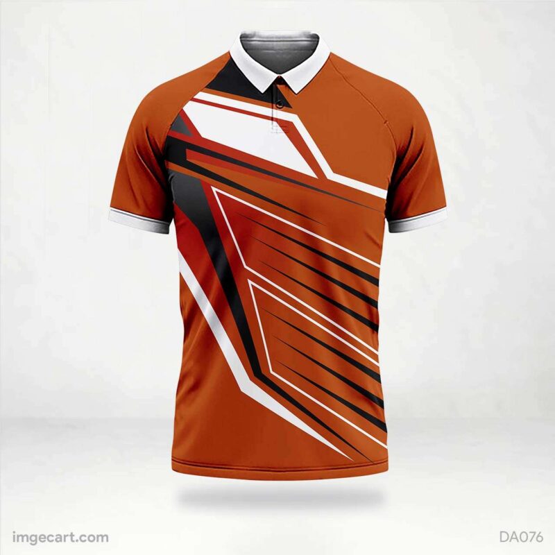 Cricket Jersey Design Orange with Black and White pattern