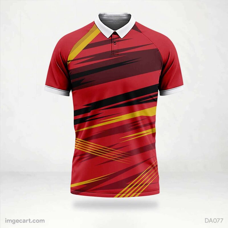 Cricket Jersey Design Red with Black and Yellow