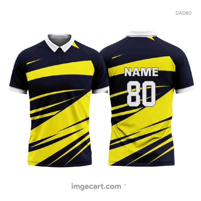 Cricket Jersey Design Black with Yellow Pattern