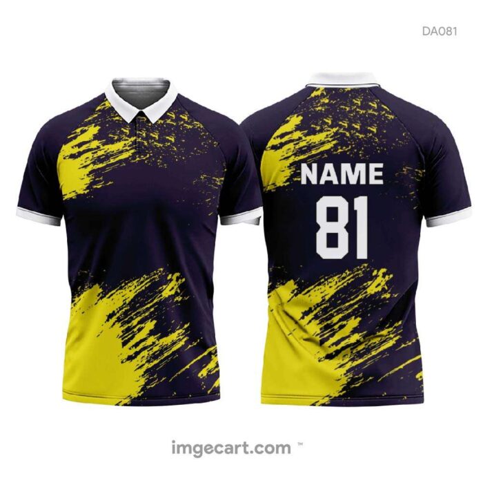 Cricket Jersey Design Black with Yellow Brush Effect