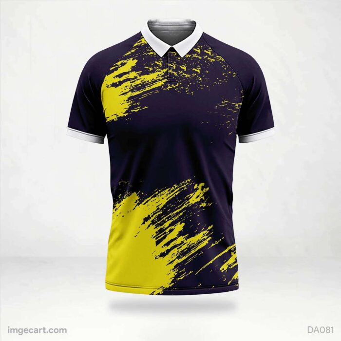 Cricket Jersey Design Black with Yellow Brush Effect