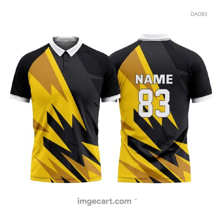 Cricket Jersey Design Black with Yellow Pattern