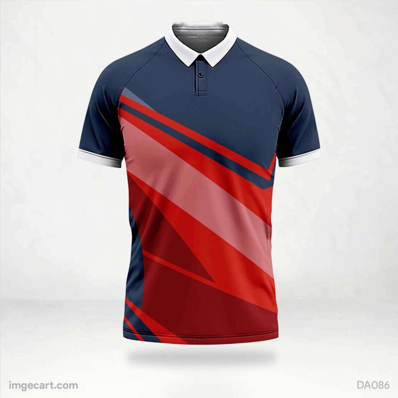 Cricket Jersey Design Blue with Red Pattern