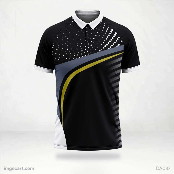 Cricket Jersey Design Black with Grey and Yellow Line