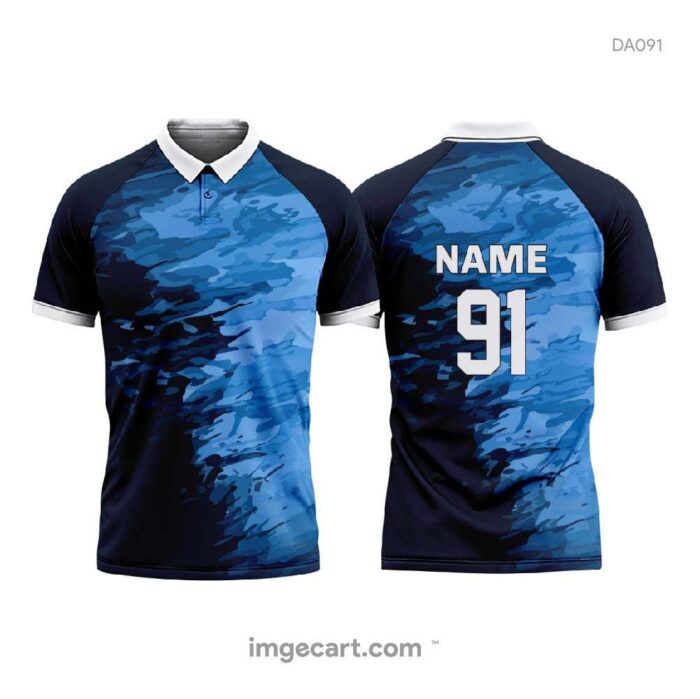 Cricket Jersey Design Dark Blue with Brush Effect