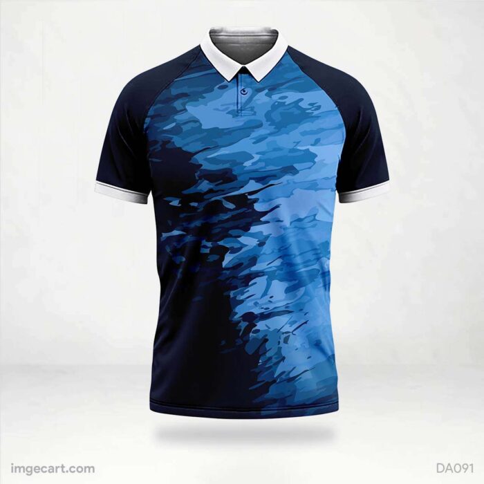 Cricket Jersey Design Dark Blue with Brush Effect