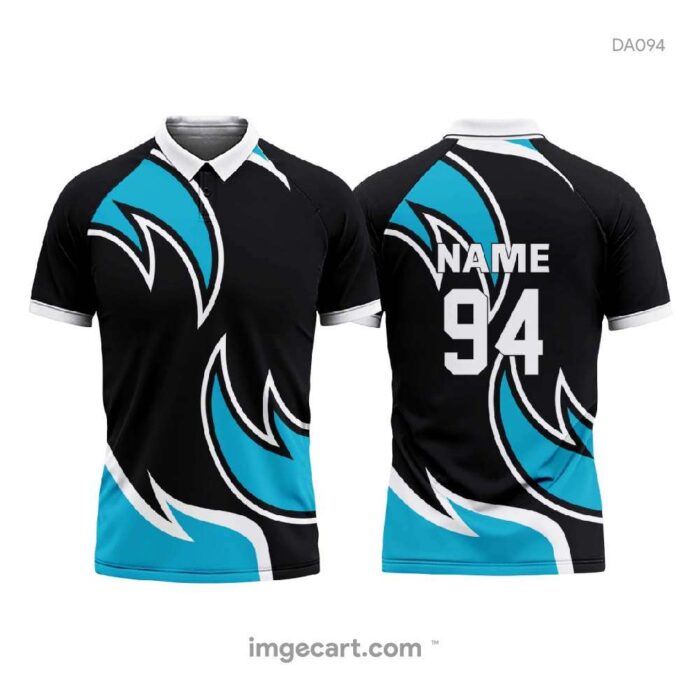 Cricket Jersey Design Black with Blue Pattern