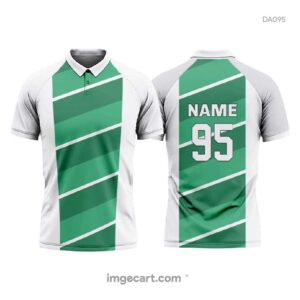 Cricket Jersey Design White with Green Pattern - imgecart