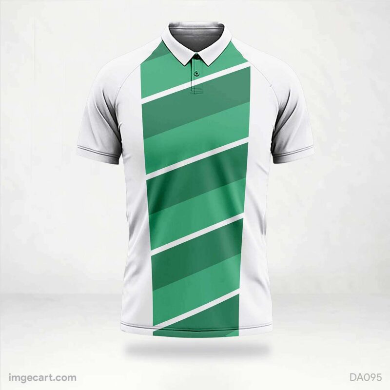 Cricket Jersey Design White with Green Pattern