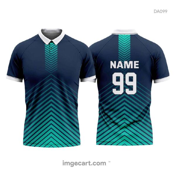 Cricket Jersey Design Blue with Green Pattern - imgecart