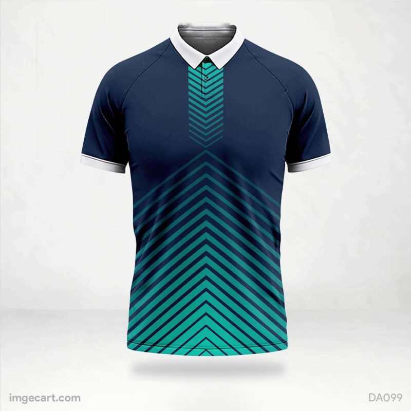 Cricket Jersey Design Blue with Green Pattern
