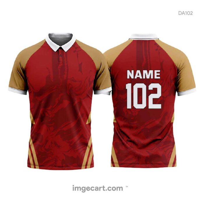 CRICKET JERSEY WITH RED AND GOLD